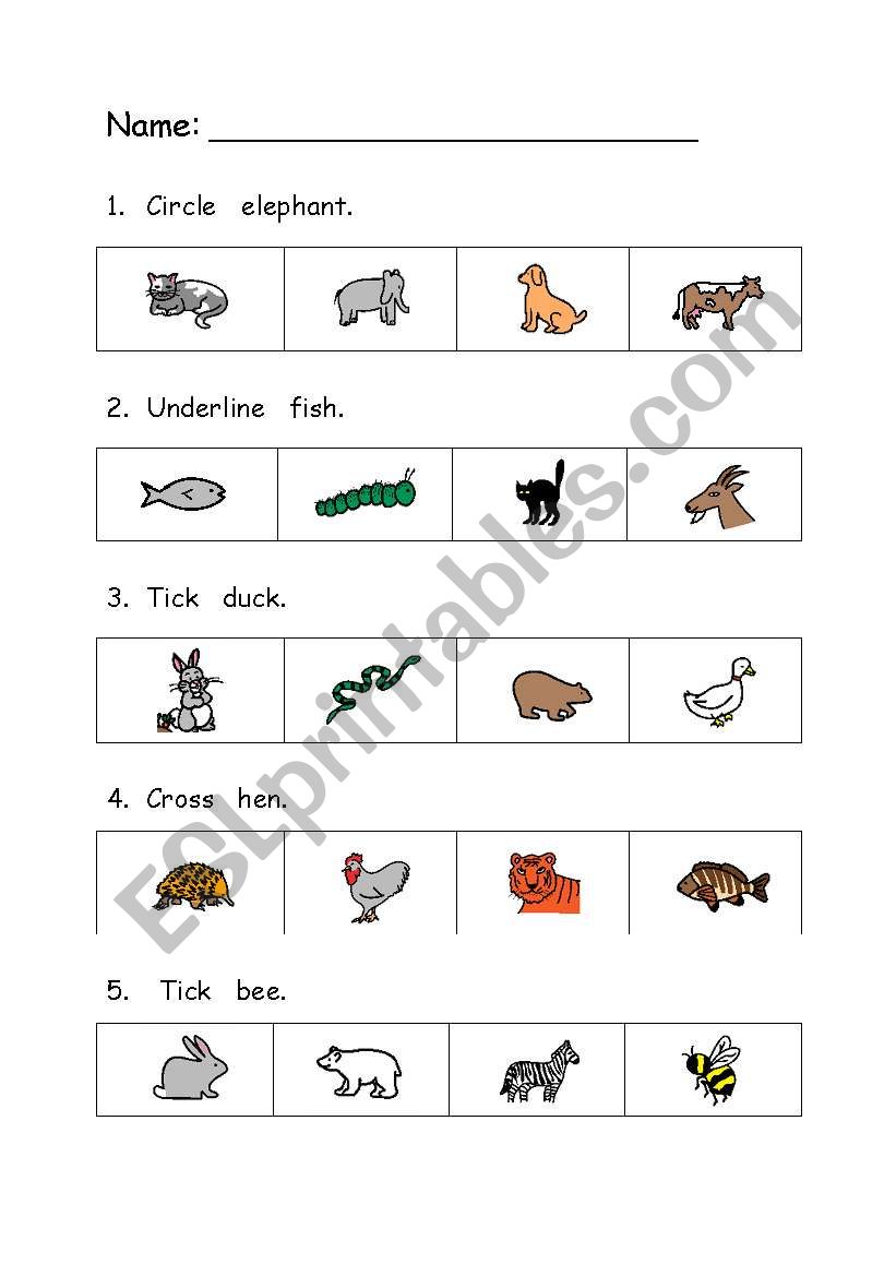 Reading instructions - animals