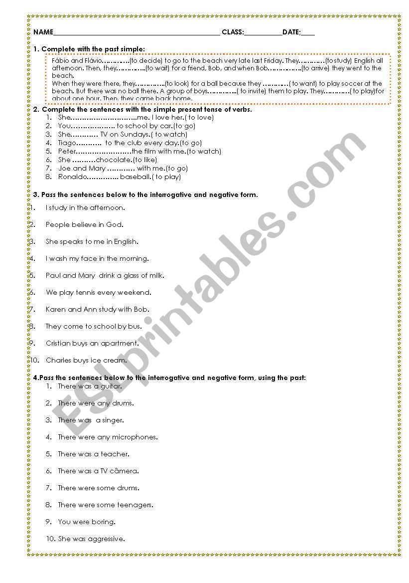 TEST SIMPLE PRESENT, CONTINUOUS AND PAST