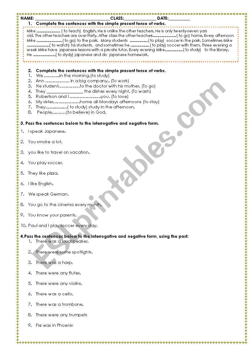 TEST SIMPLE PRESENT, CONTINUOUS AND PAST