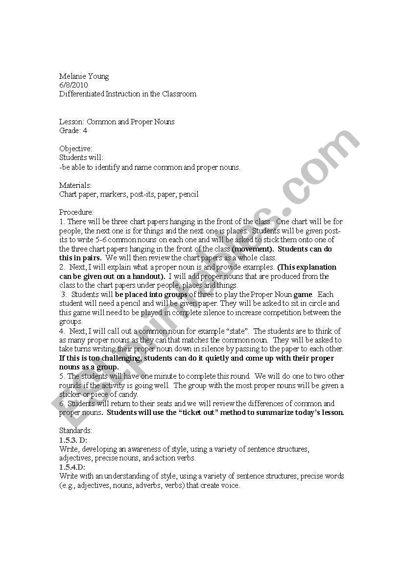 Lesson on Pronouns worksheet
