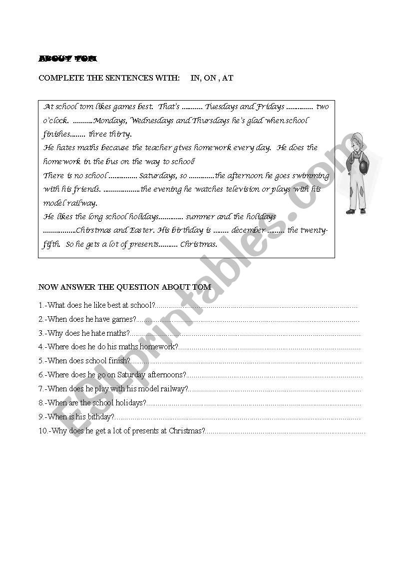 reading comprehension. prep worksheet