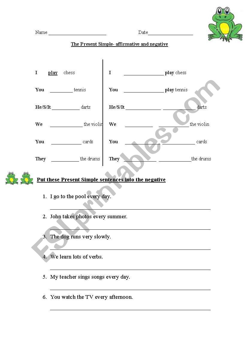 Present Simple affirmative and negative practice