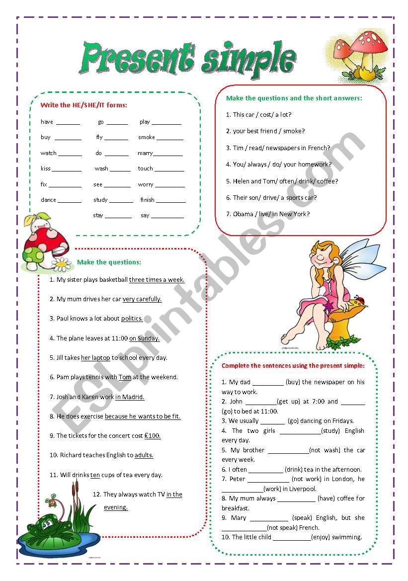 Present simple worksheet