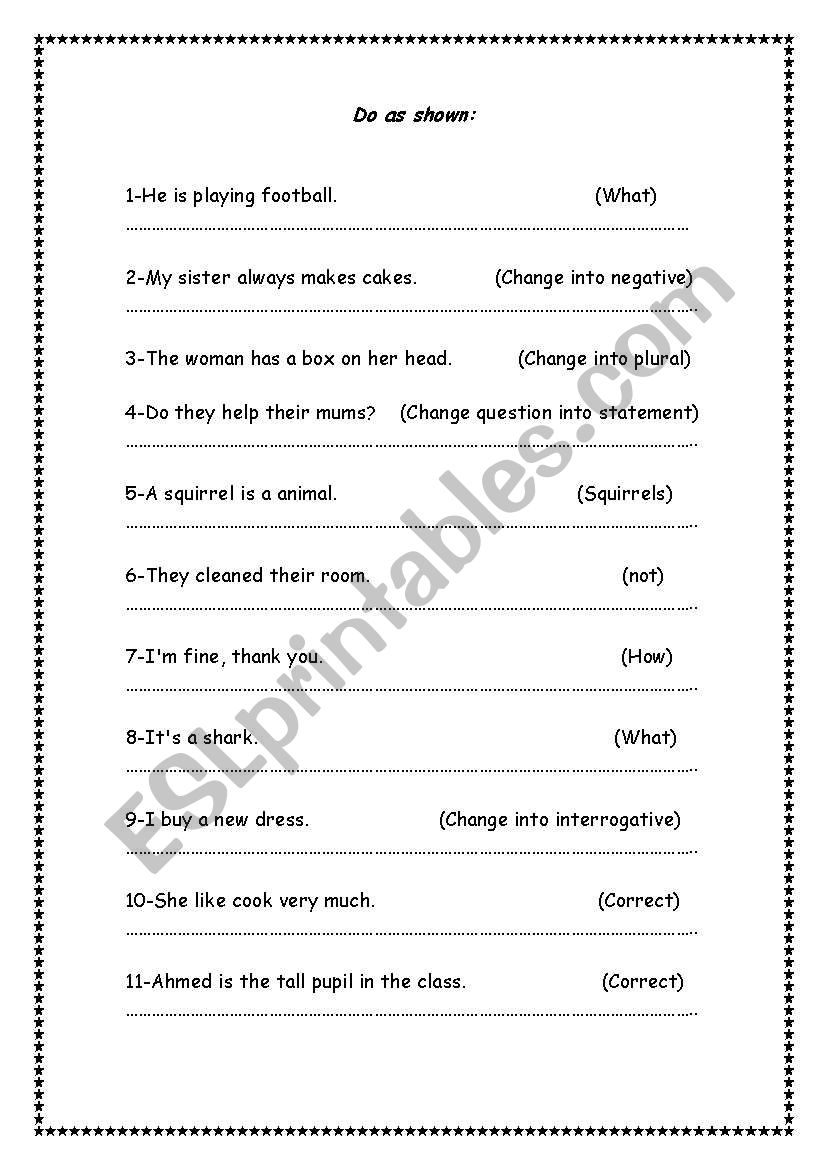 Do as shown worksheet