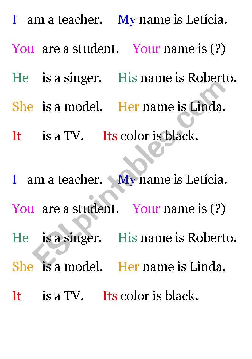 Subject Pronouns and Possessive Adjectives