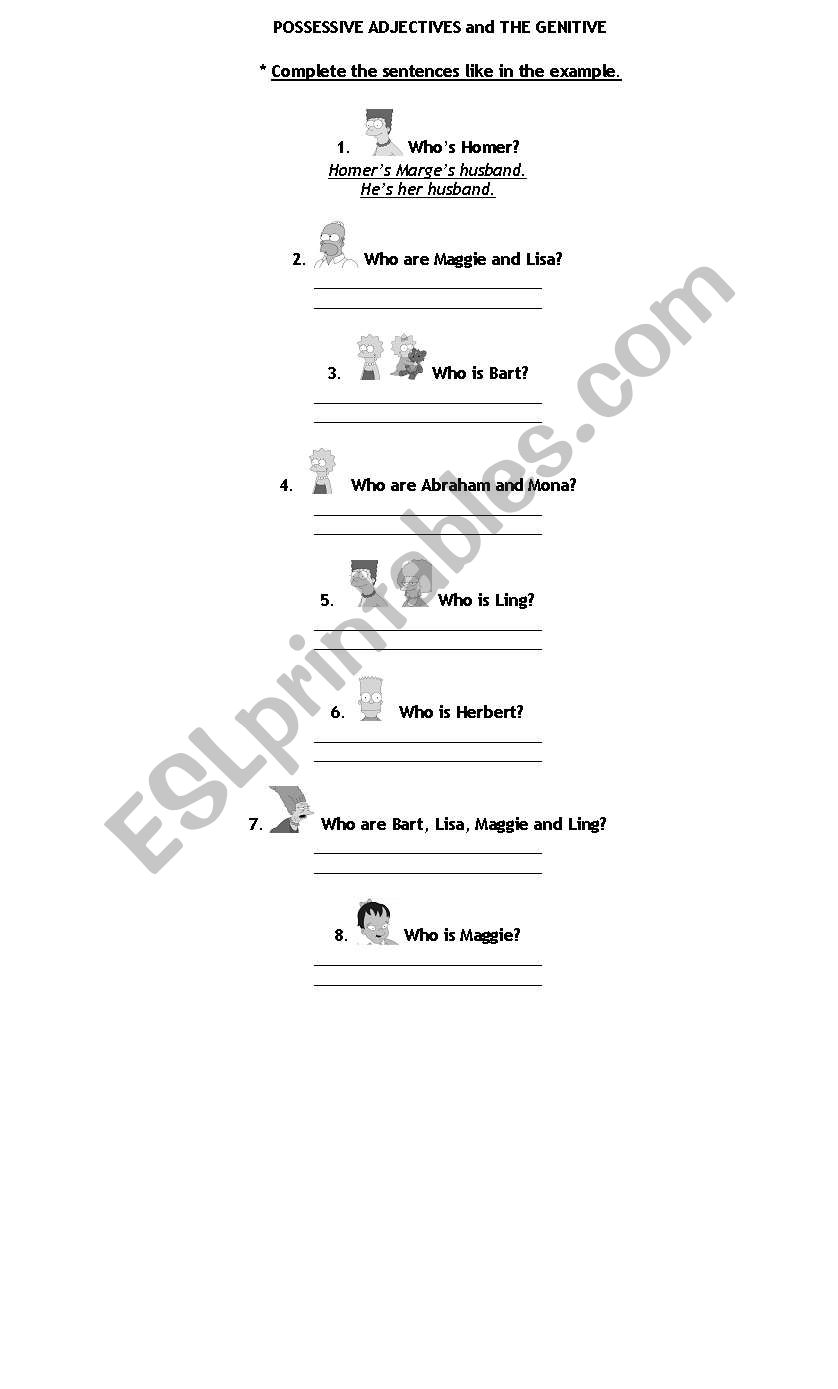 POSSESSIVE ADJ + GENITIVE (with THE SIMPSONS)