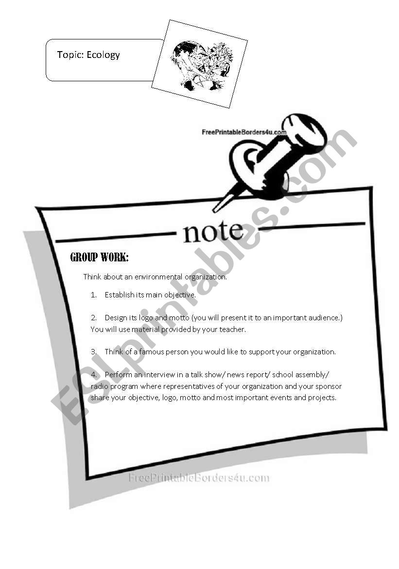 Ecology Project  worksheet