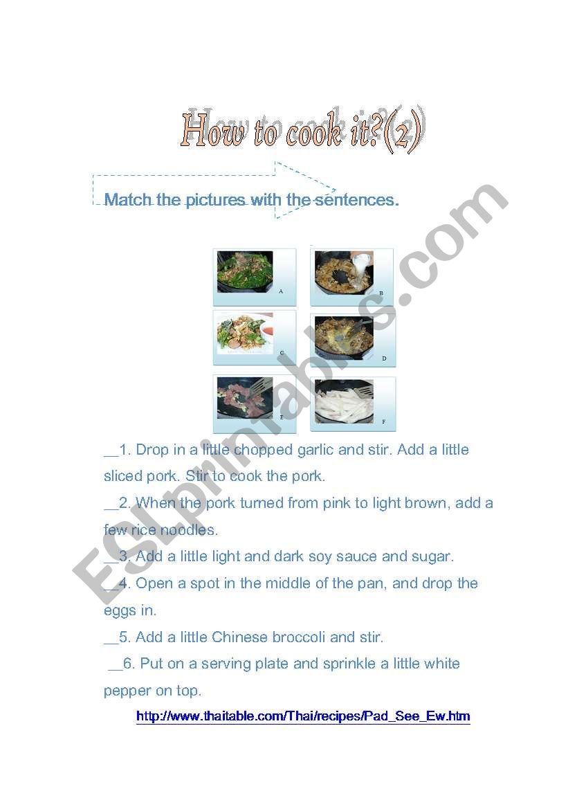 How to cook it? (2) worksheet