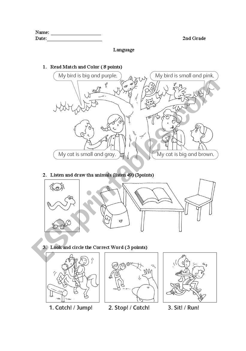preposition and colors worksheet