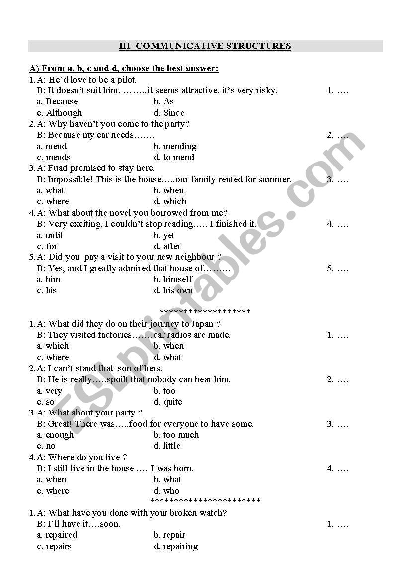 Question words worksheet