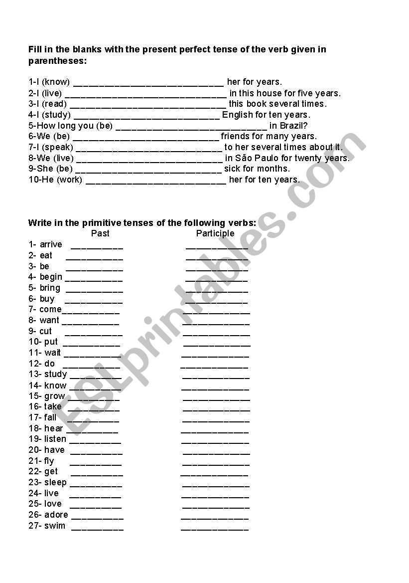 PRESENT PERFECT worksheet