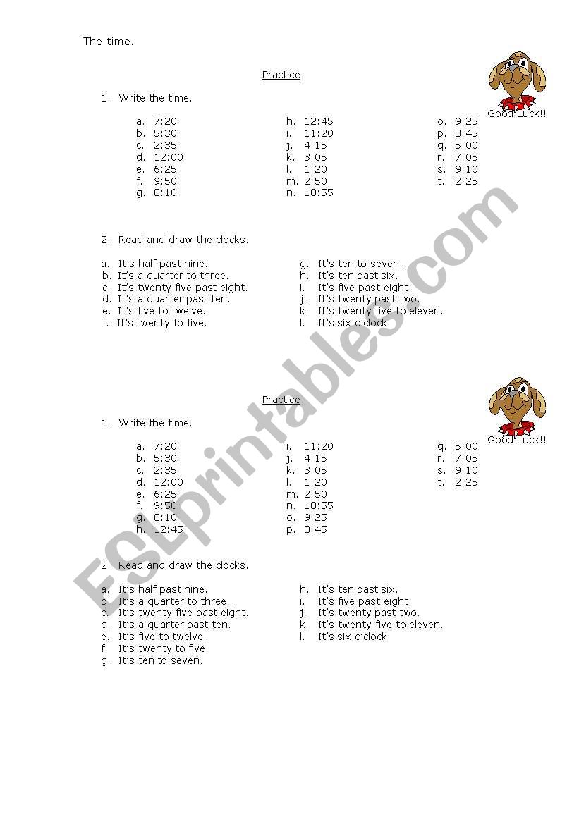 The time worksheet