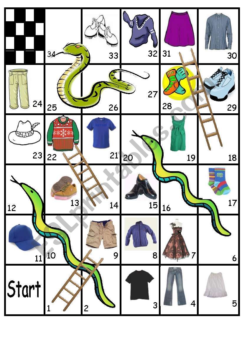 Clothes game worksheet