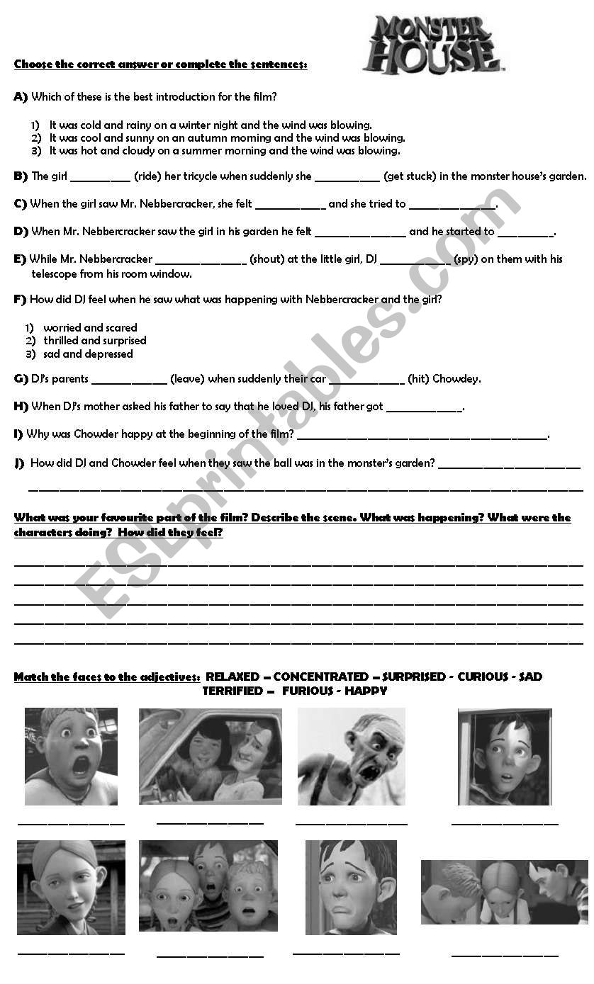 Monster House Video Worksheet worksheet