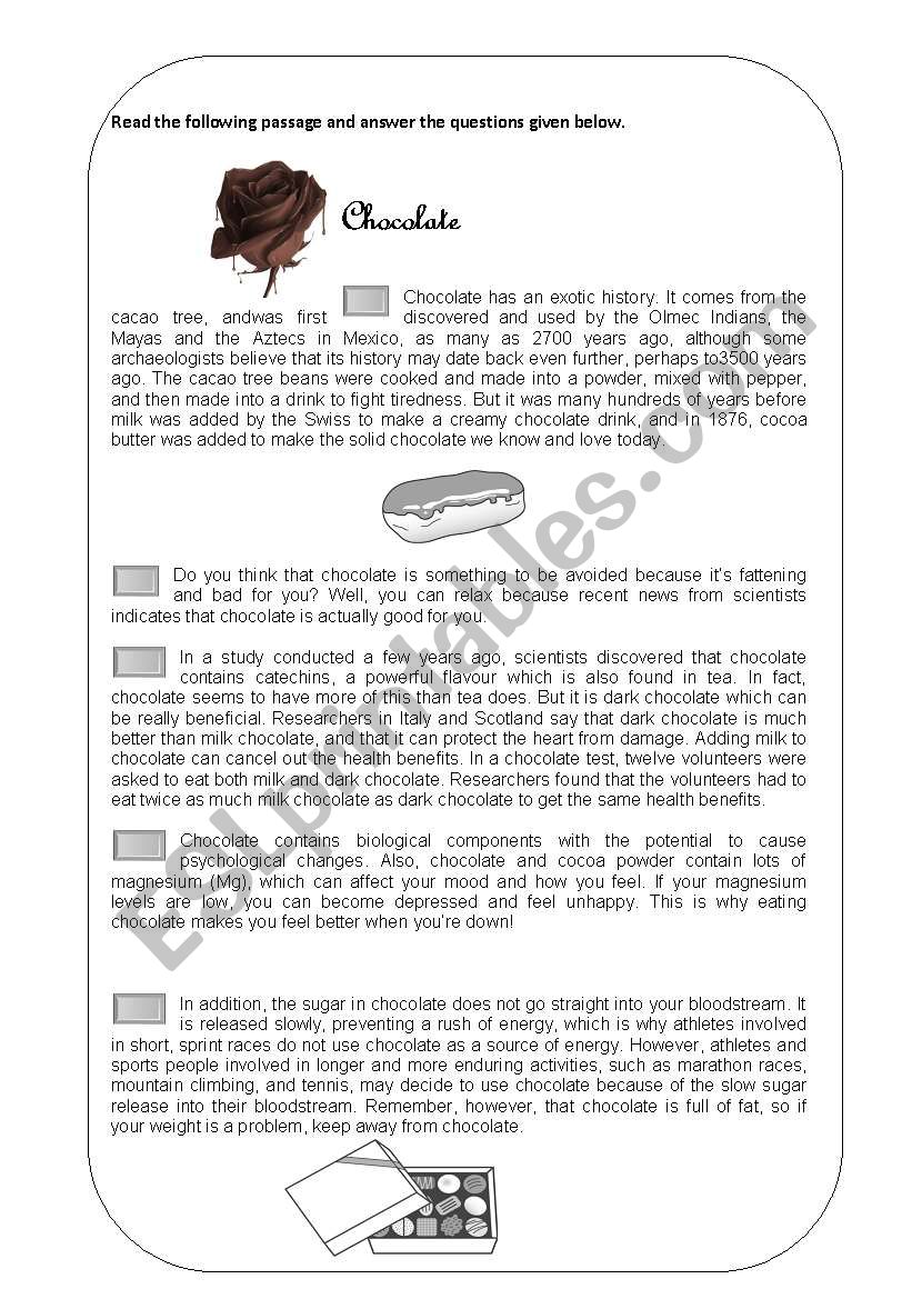 Reading comprehension worksheet