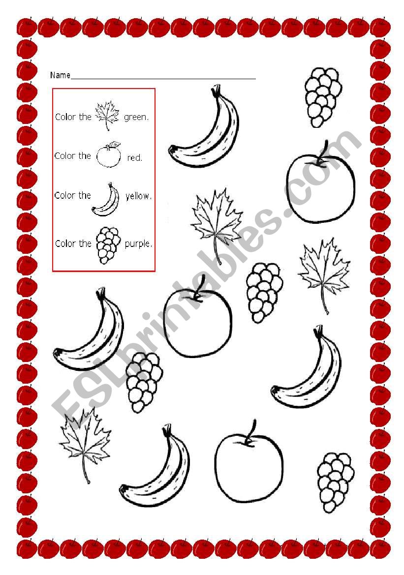 Colours and Fruits worksheet