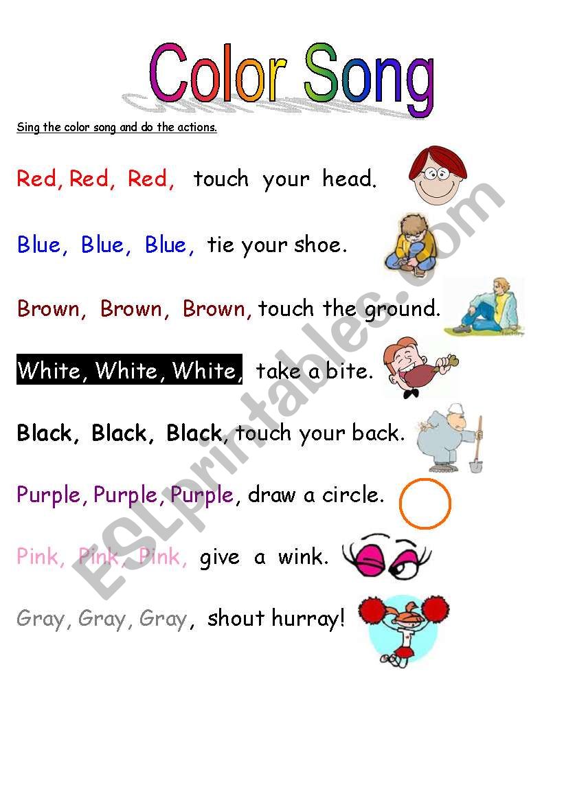 Color Song - worksheet by whiteheads