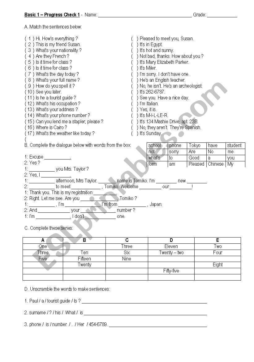 Basic - Progress check1 worksheet