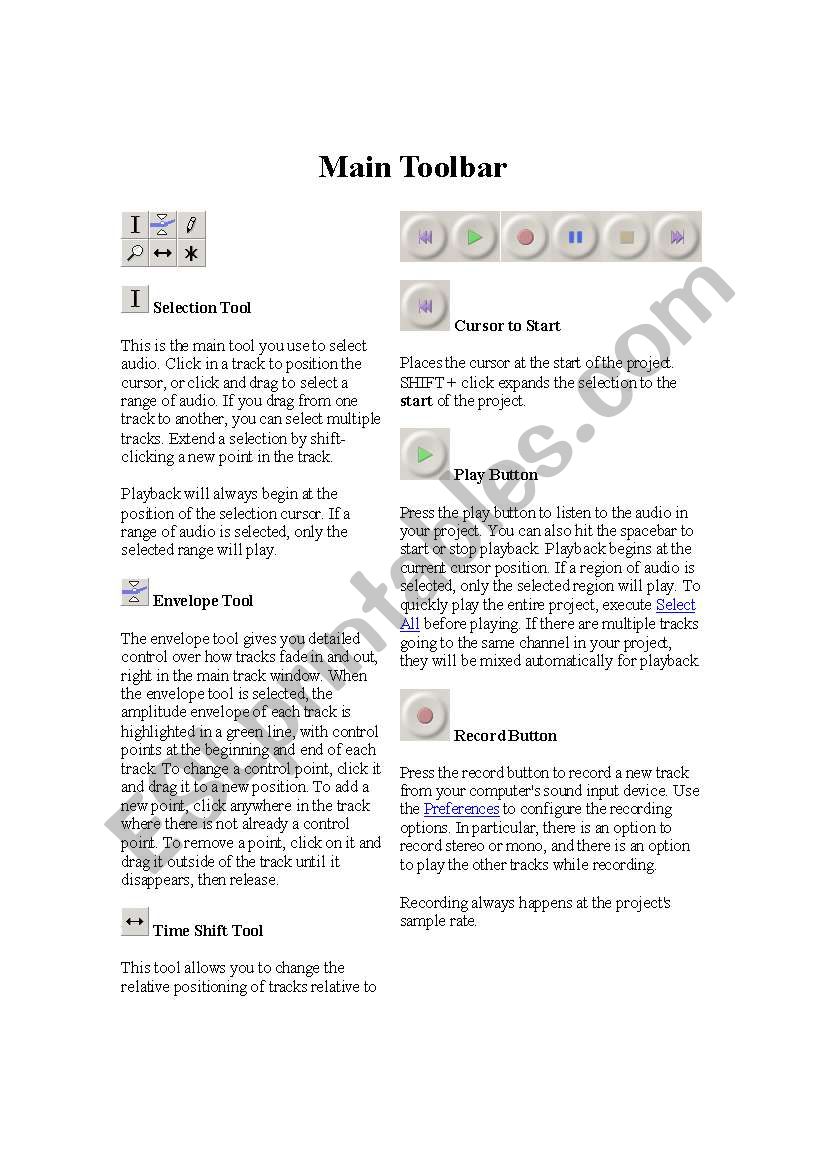 Getting to know the audio program AUDACITY