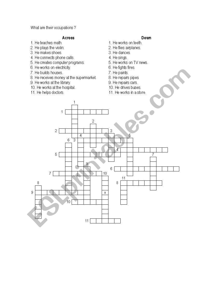 Occupation Puzzle worksheet