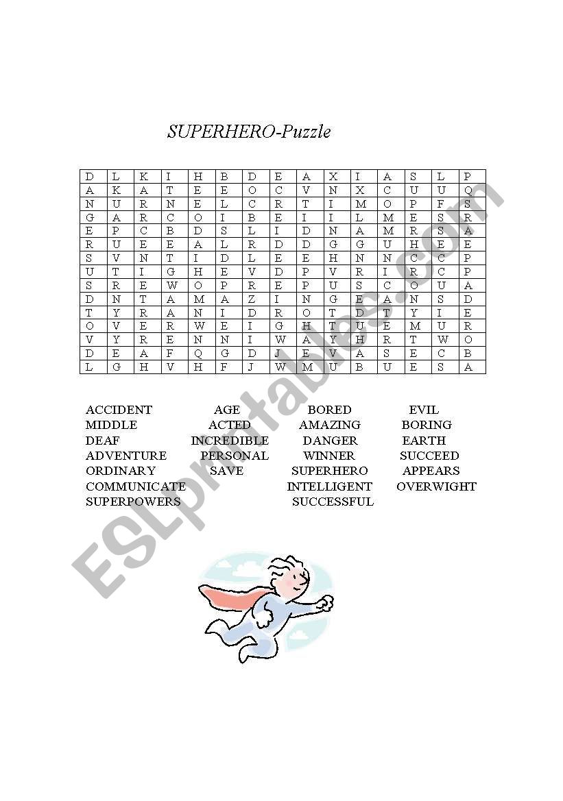 supperhero -puzzle worksheet