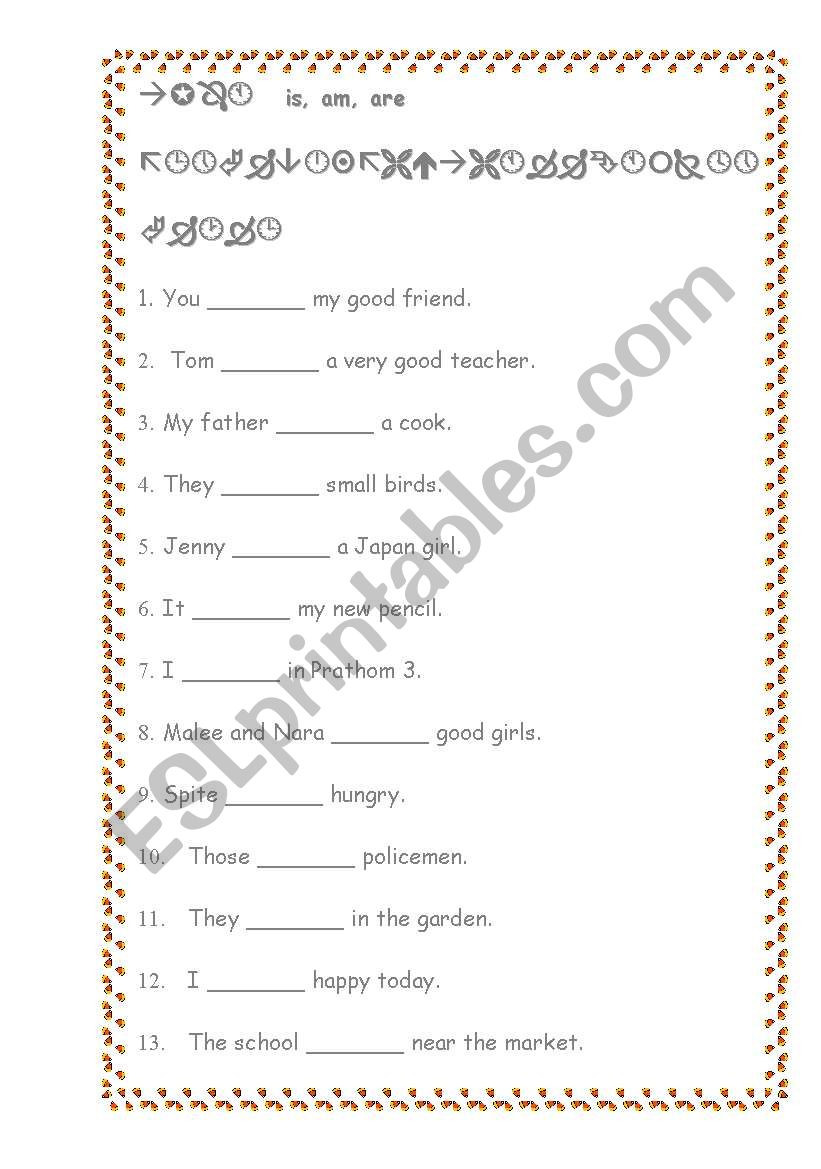 verb to be worksheet