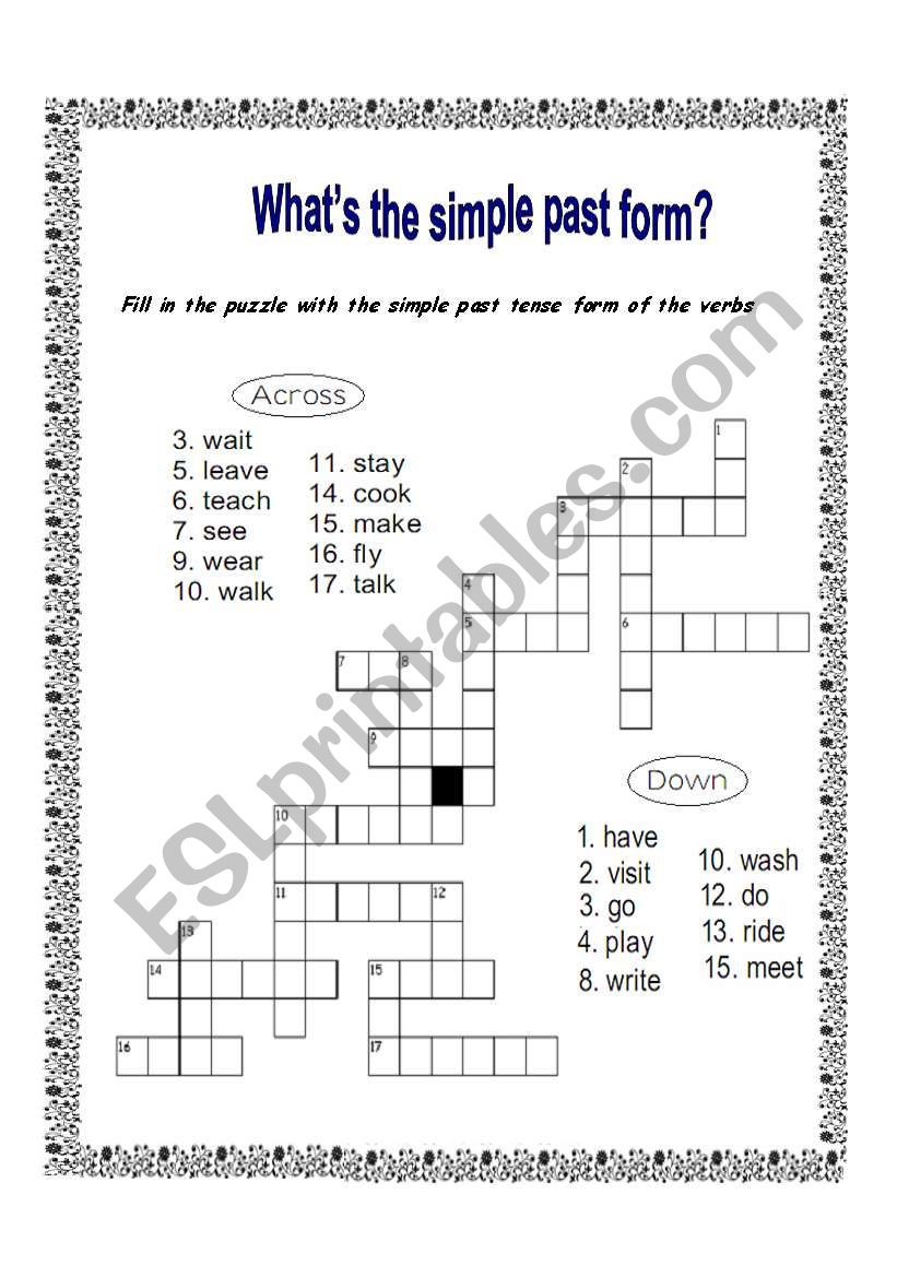 crossword worksheet