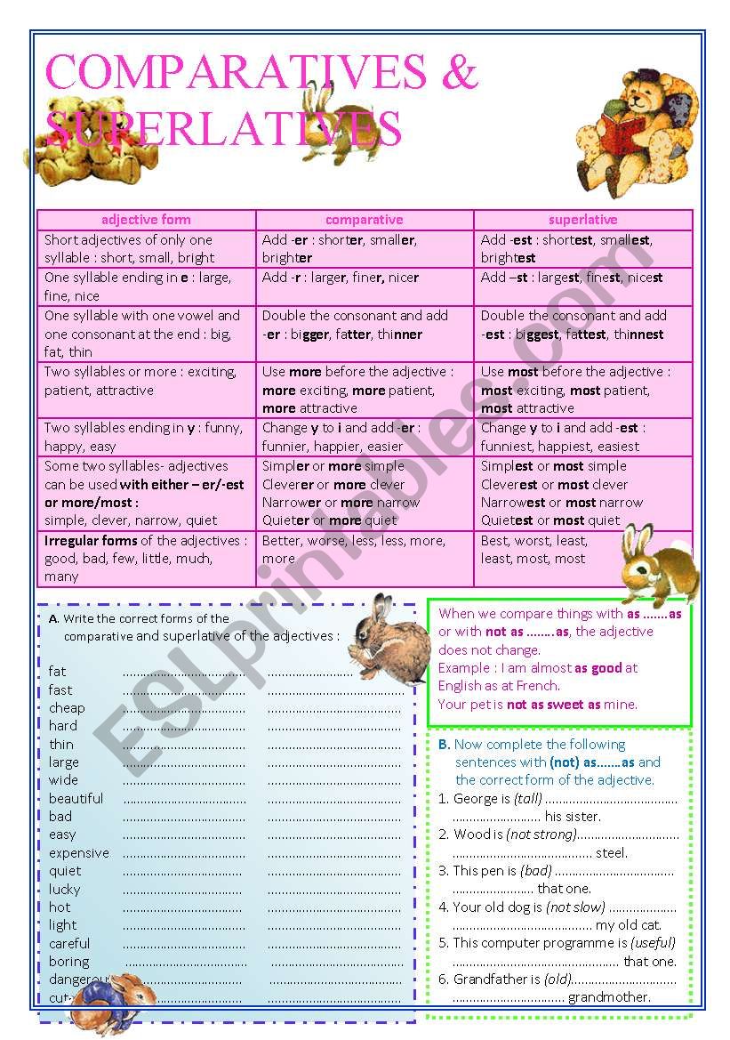 comparatives and superlatives worksheet