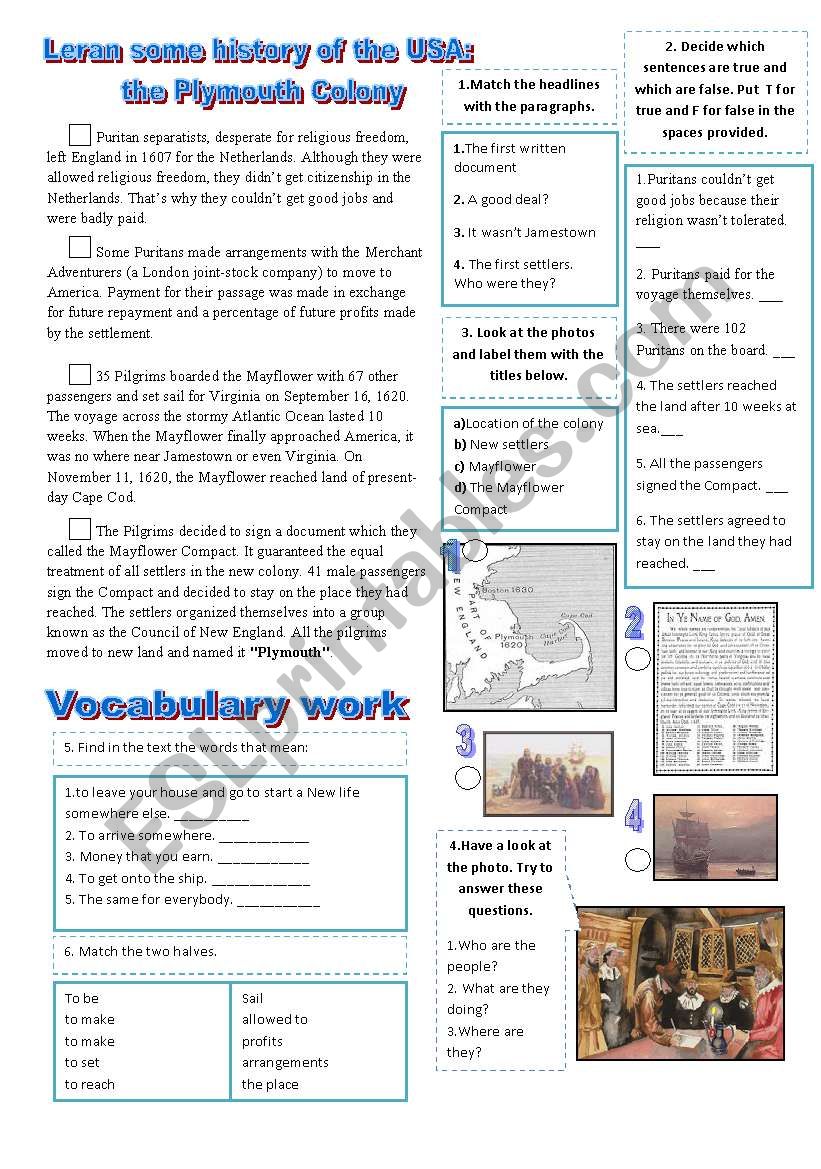 Leran some history of the USA 2: the Plymouth Colony