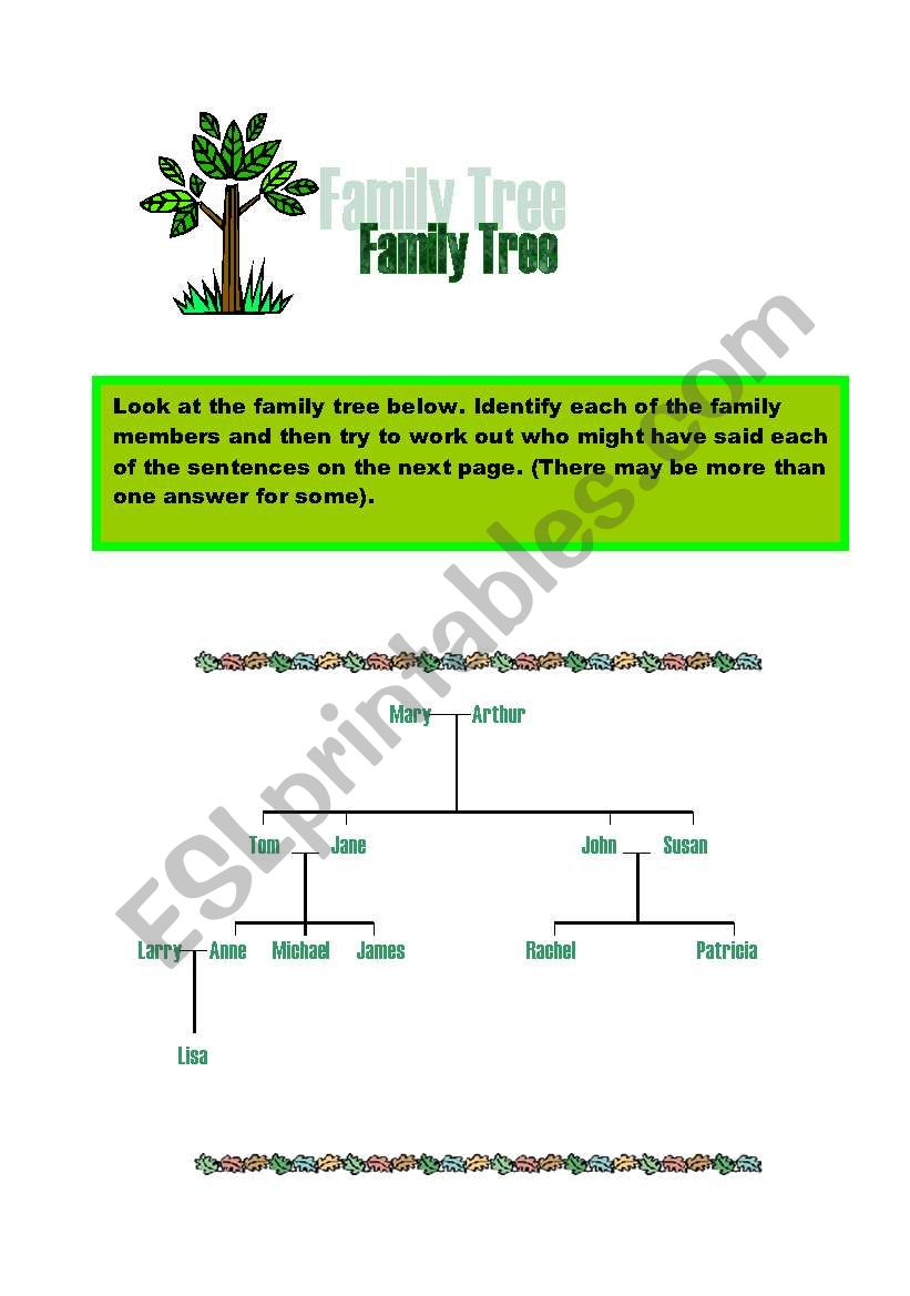 Family Tree worksheet