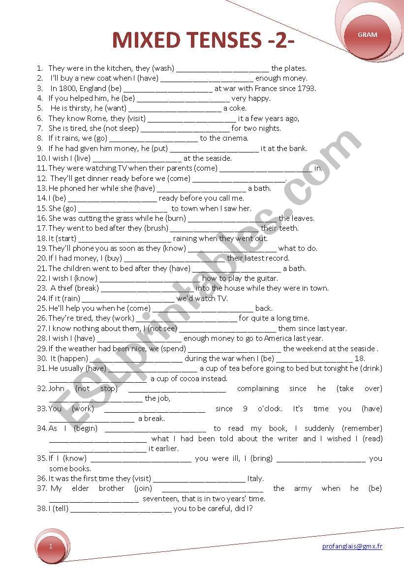 MIXED TENSES -2- worksheet