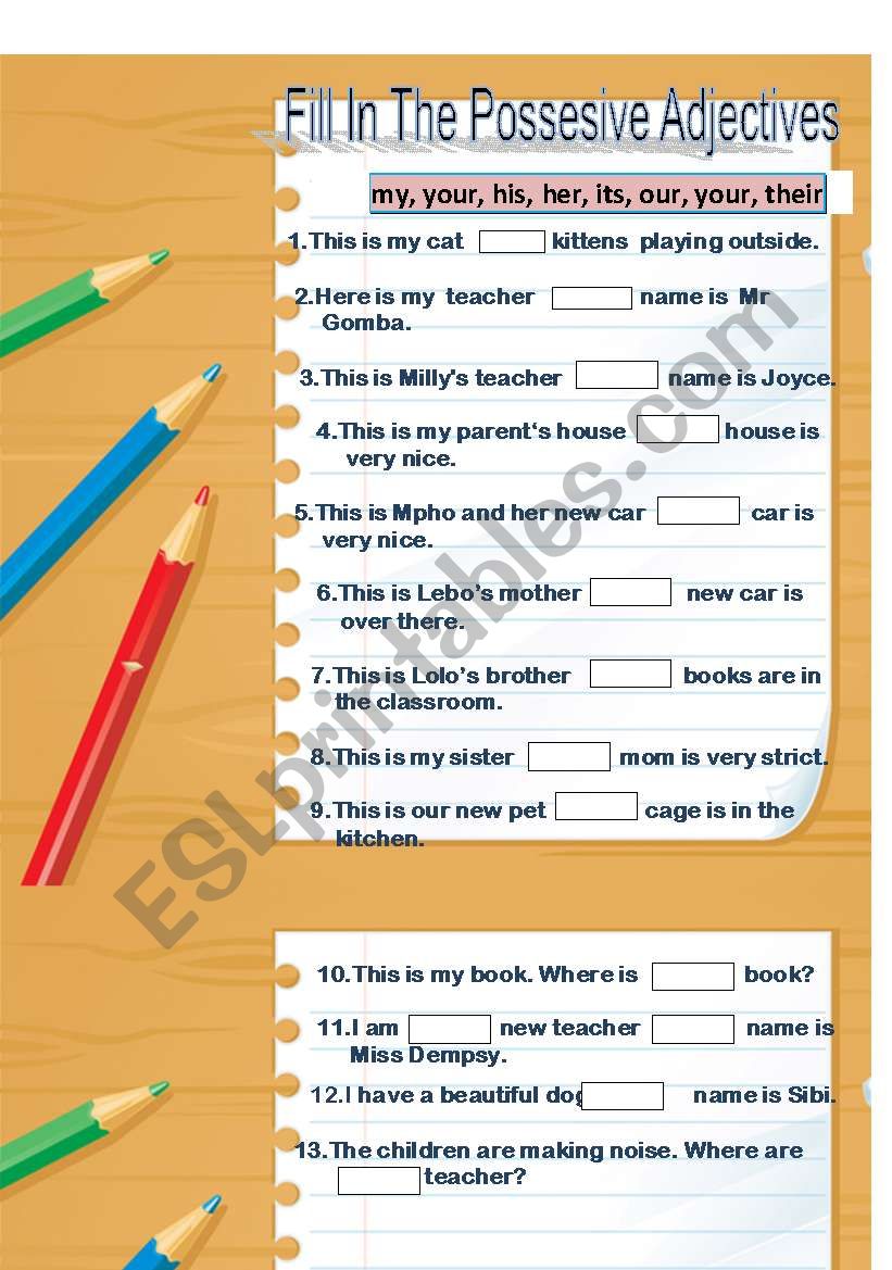 Possessive Adjectives worksheet