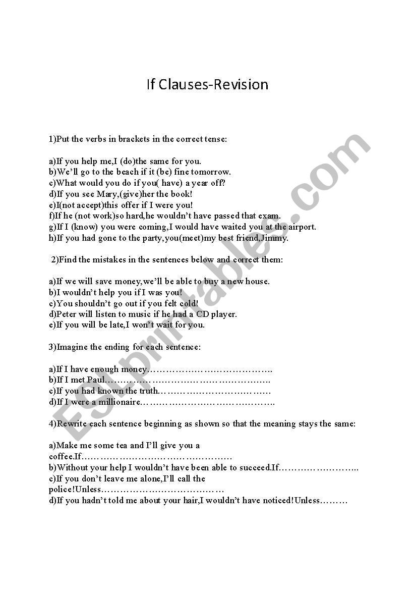 Conditionals worksheet