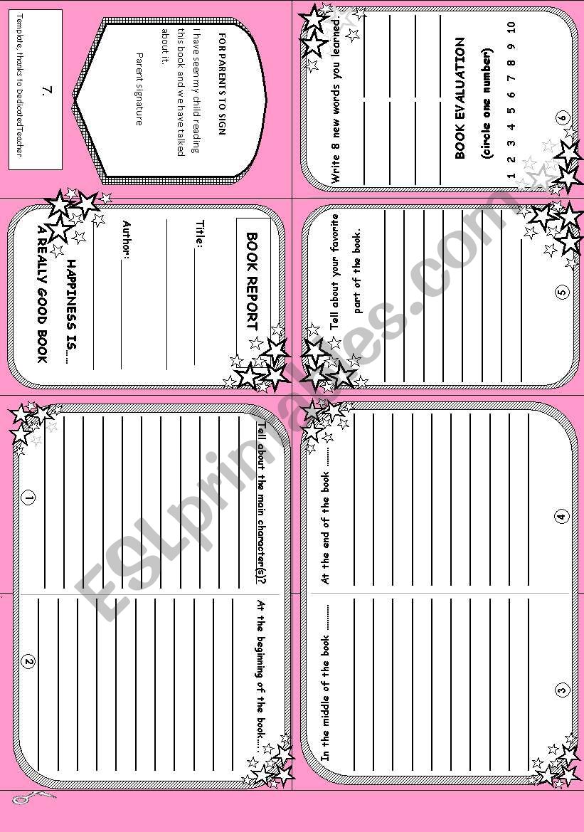 Book Report Mini-book worksheet