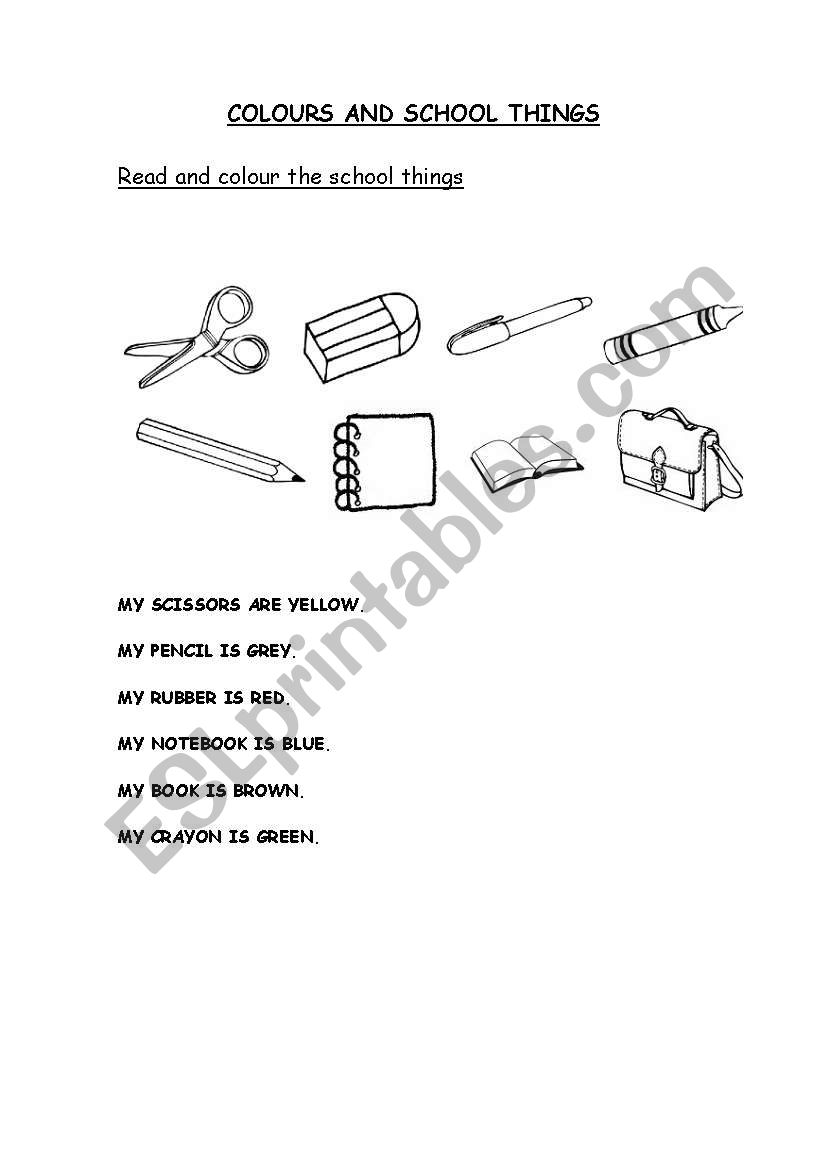 school things worksheet