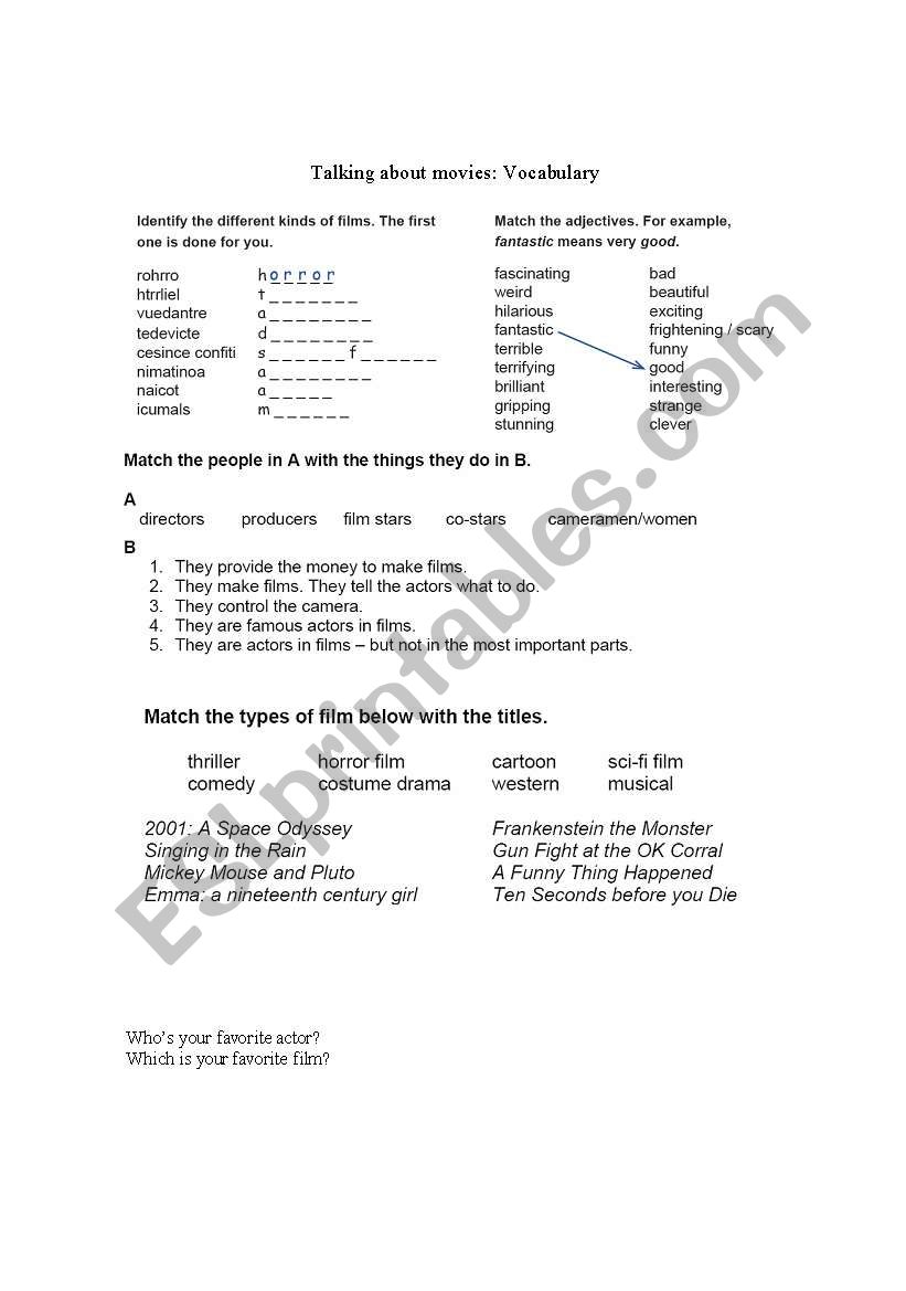 Movies worksheet