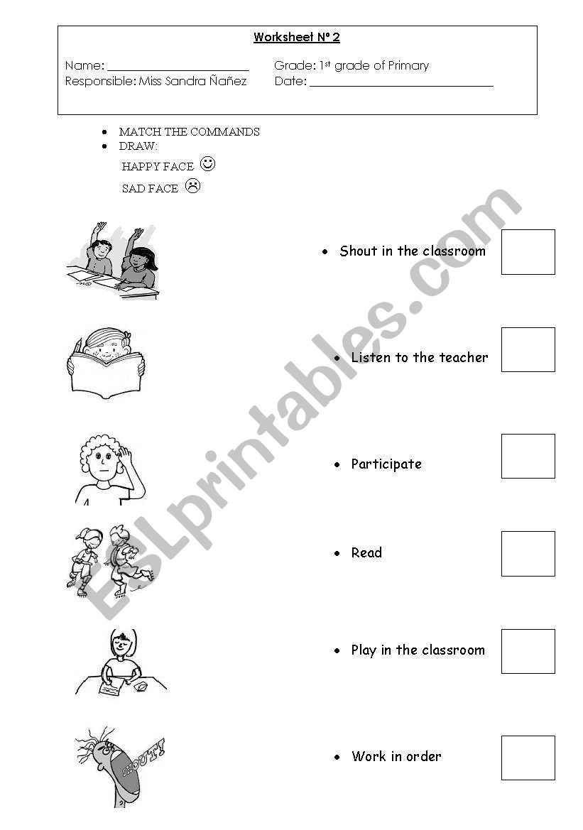 classroom language worksheet