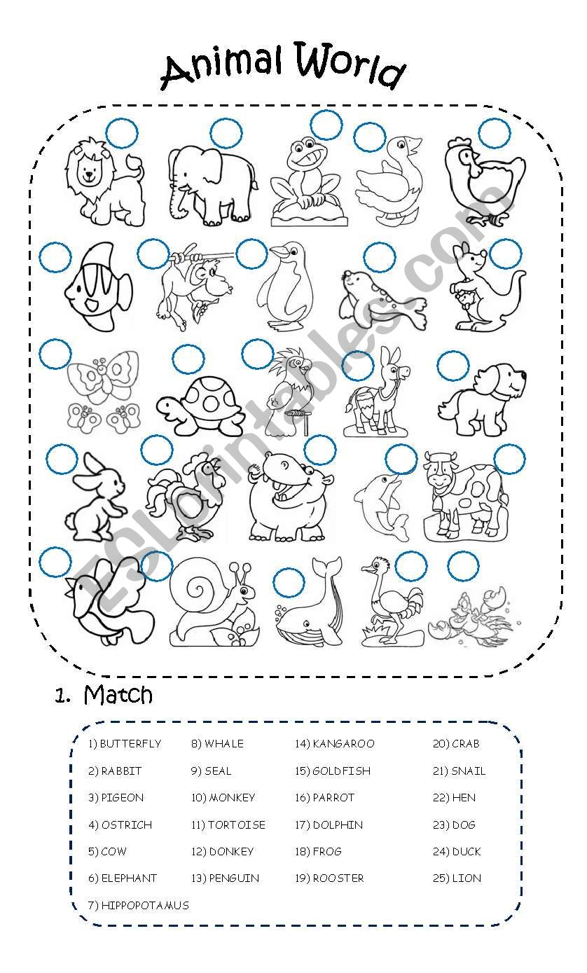 Animal World (2 PAGES) worksheet