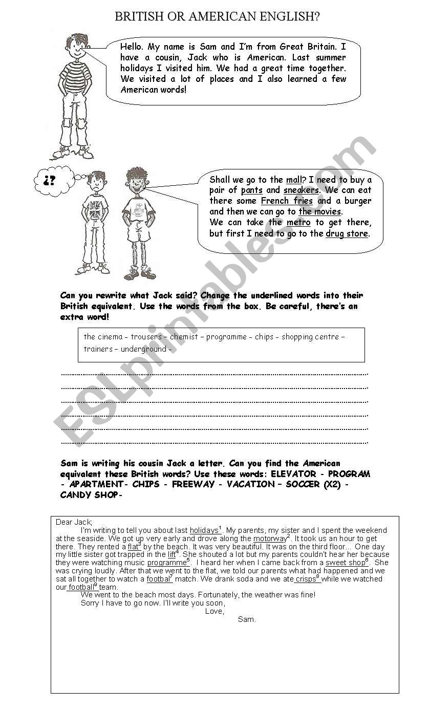 British and American English worksheet