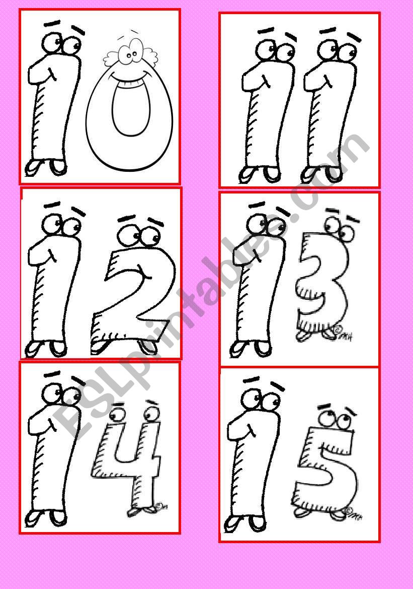 number flashcards from 10 to 20 2 pages esl worksheet by brisanaty