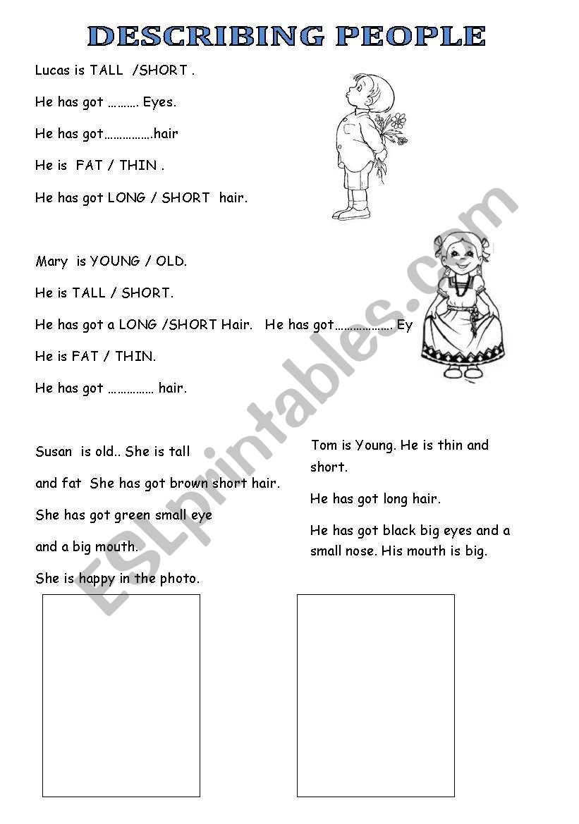 DESCRIBING PEOPLE worksheet