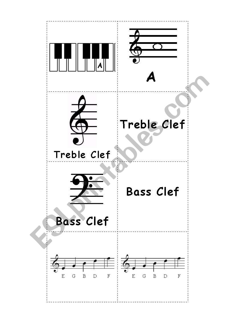 Musical Notes Memory Game worksheet