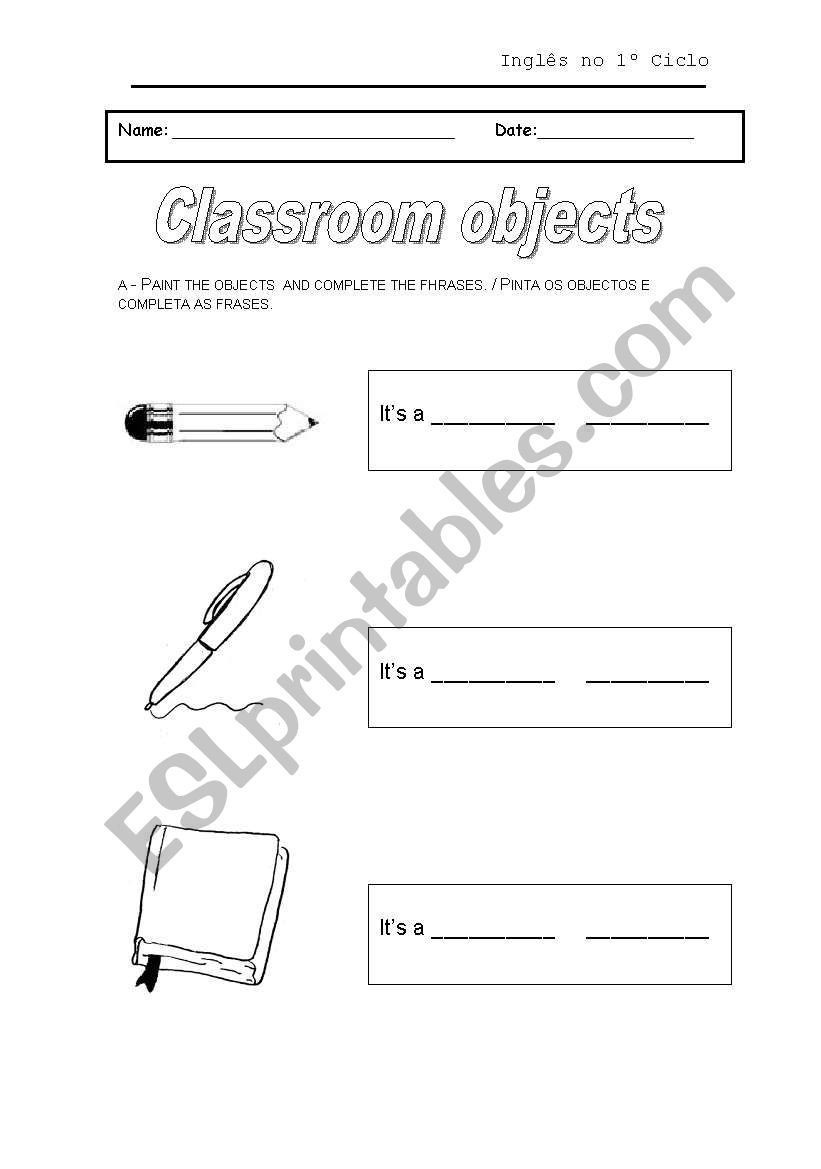 School Objects worksheet