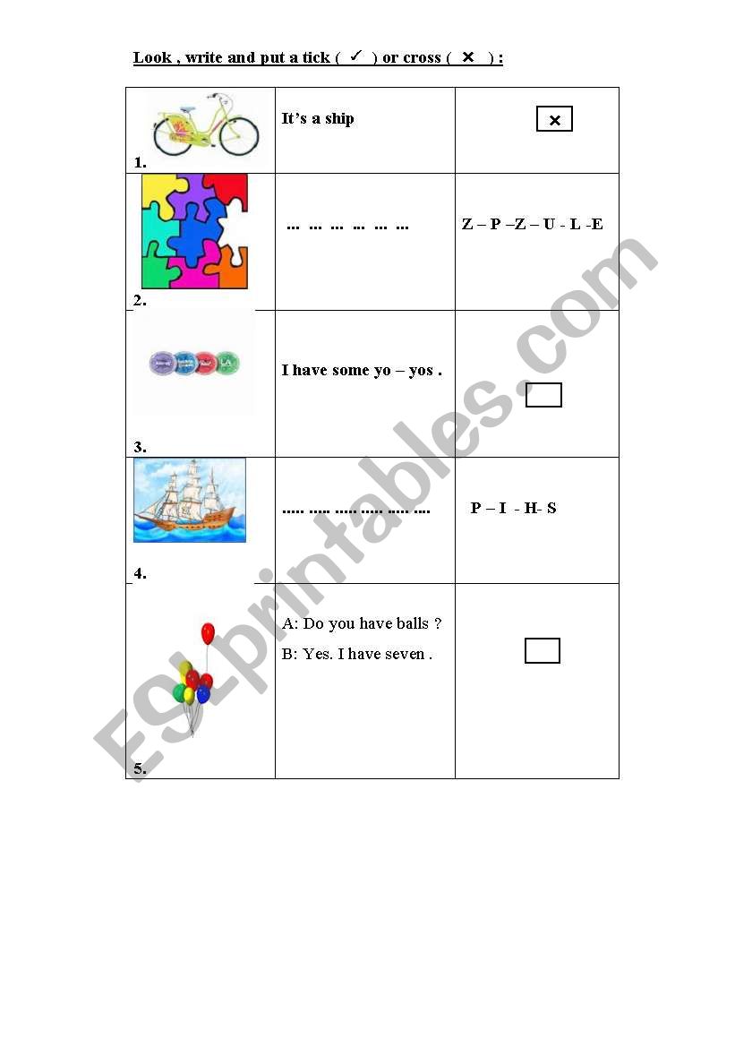 our toys worksheet