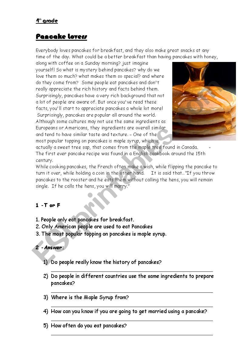 test in the topic of food and recipes
