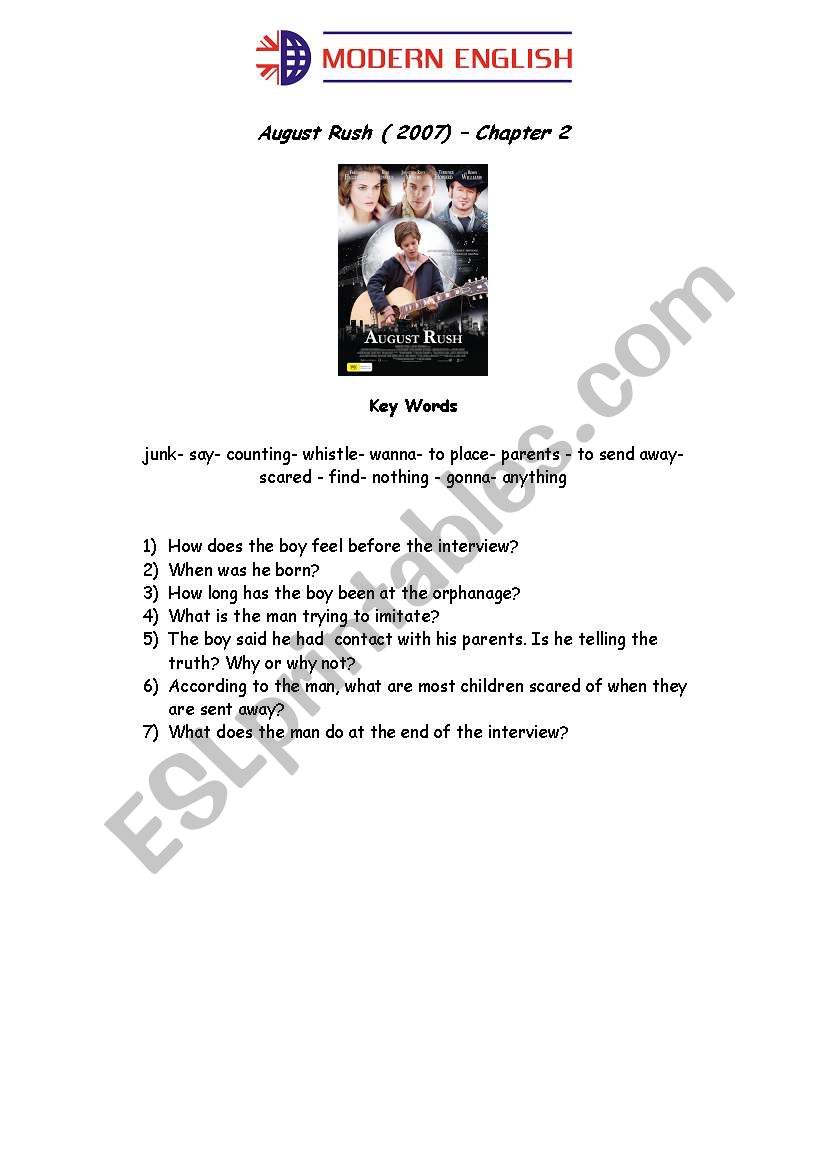 August Rush - Movie clip worksheet