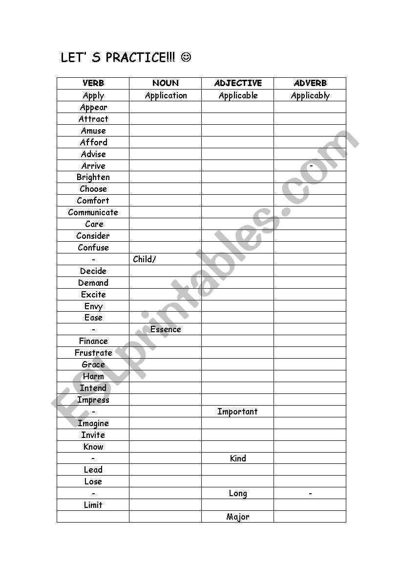 word transformation worksheet