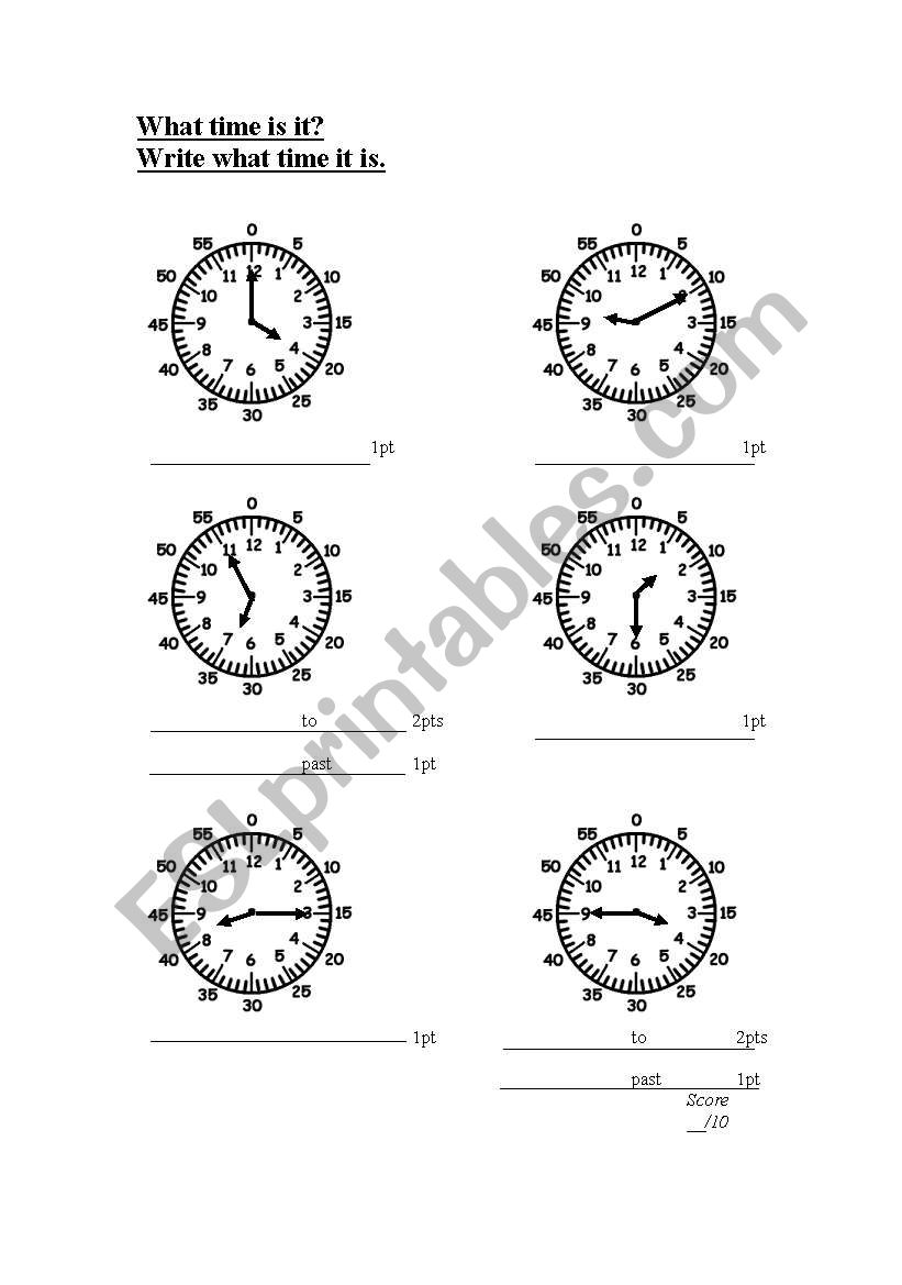 What time is it? worksheet