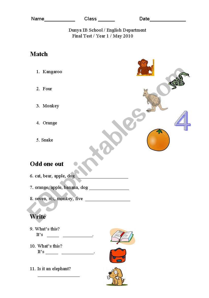 Spelling and Grammar worksheet