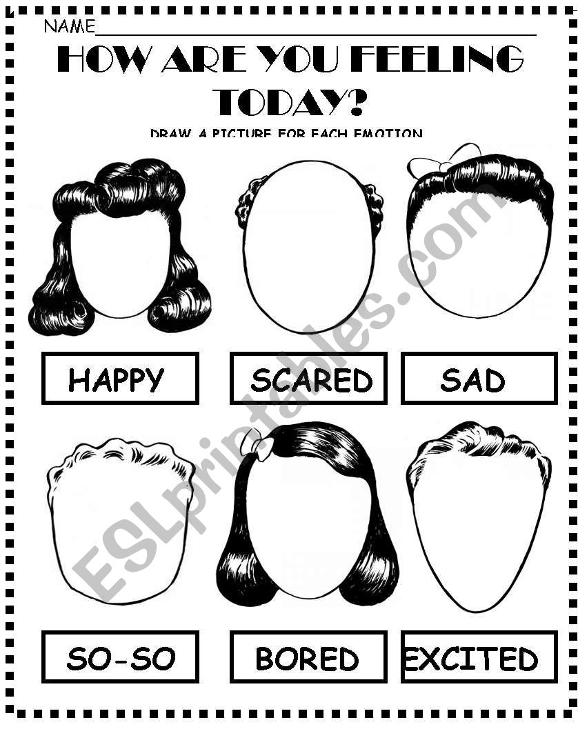 Emotions-Draw your own faces! worksheet